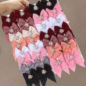 16 Pairs of Hair Ties with Imitation Pearls | Pack of 32 Fabric Tweezers New